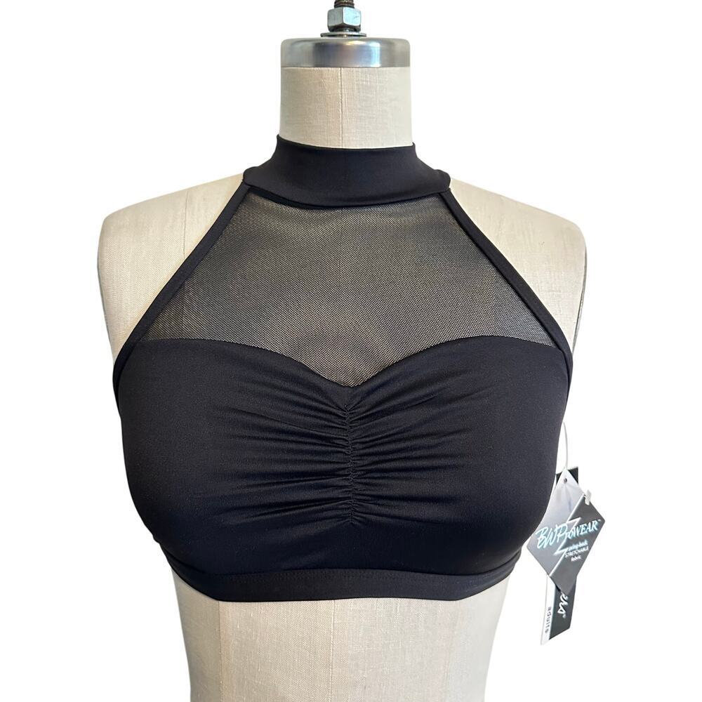 NWT Body Wrappers ProWear Mock Neck Black Bra Top Small